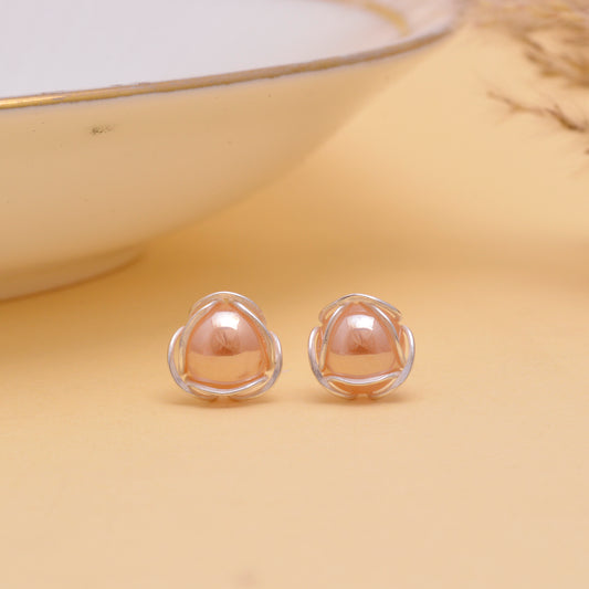 Elegant Orange Floral Pearl Stud Earring