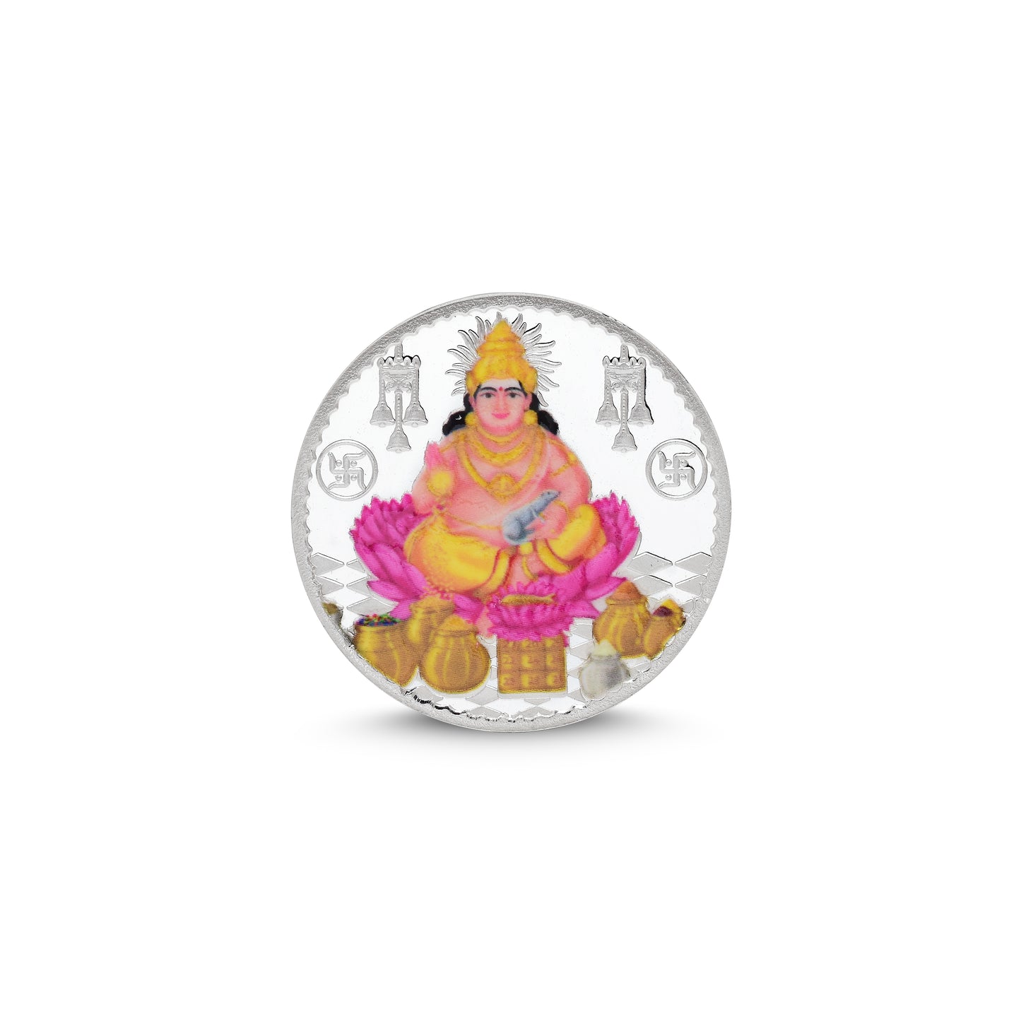 Lord Kuber Silver Coin with Shree Kuber Yantra