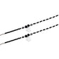 Black Beaded Anklet Pair with Silver Cat Charm