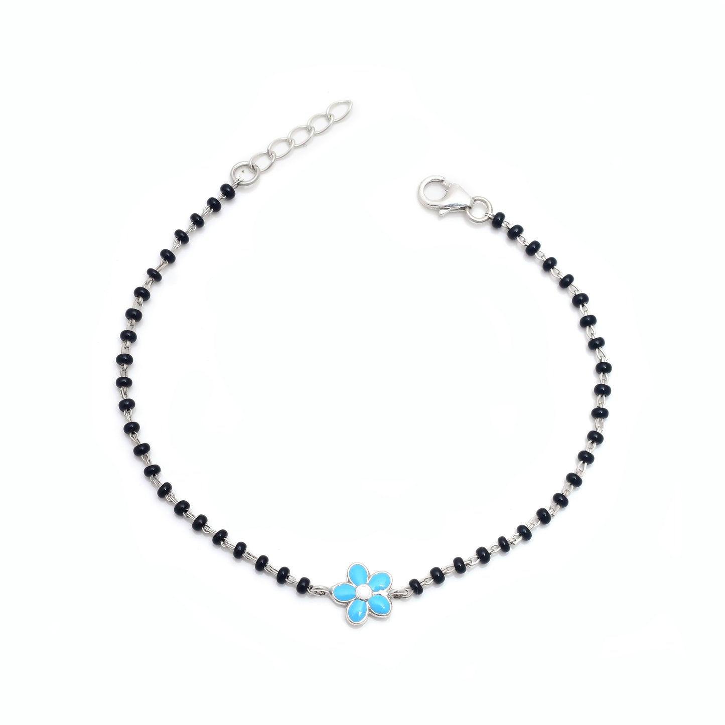 Flower Design Silver Baby Anklet