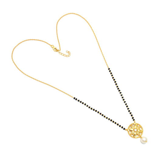 Gold-Toned Mangalsutra with Floral Pendant