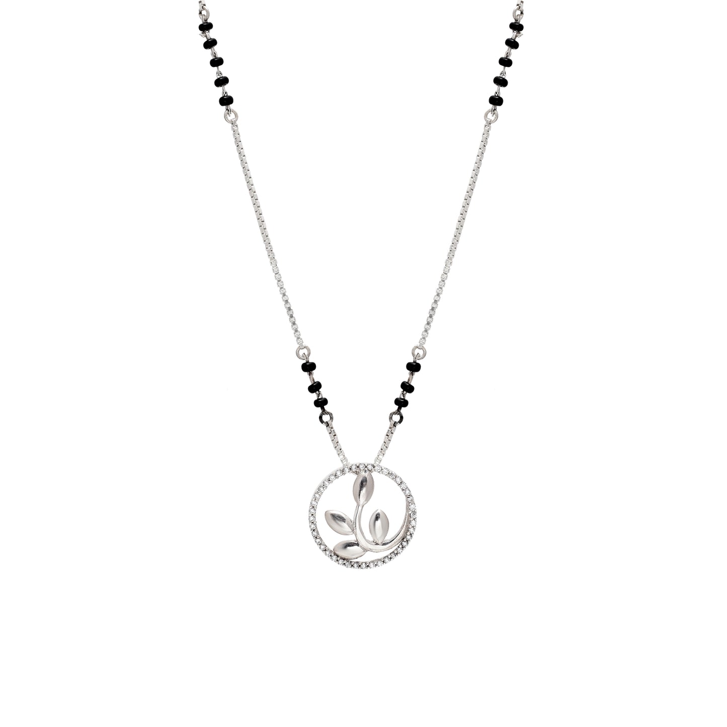 Modern Silver Mangalsutra Pendant Necklace