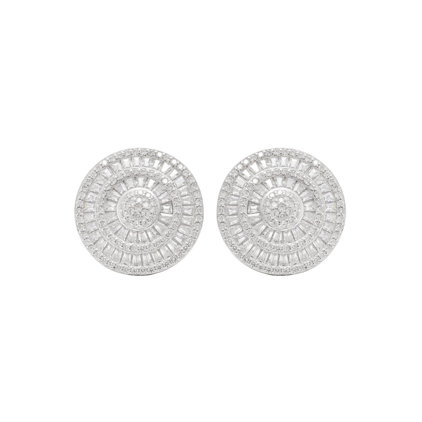 Round Radiance Zircon Stud Earrings