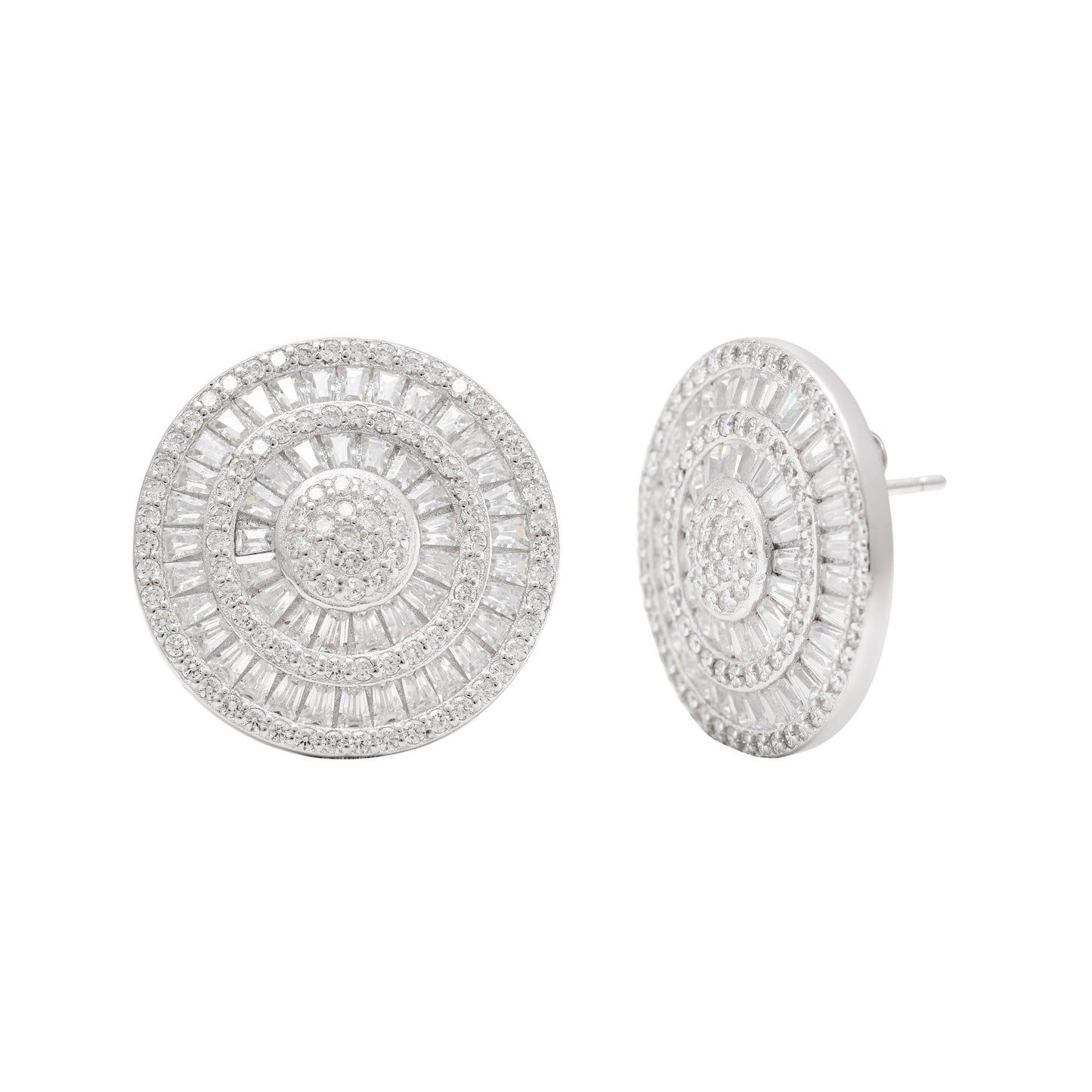 Round Radiance Zircon Stud Earrings