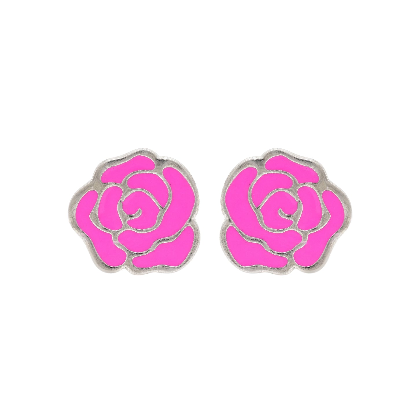 Pink Rose Stud Earrings