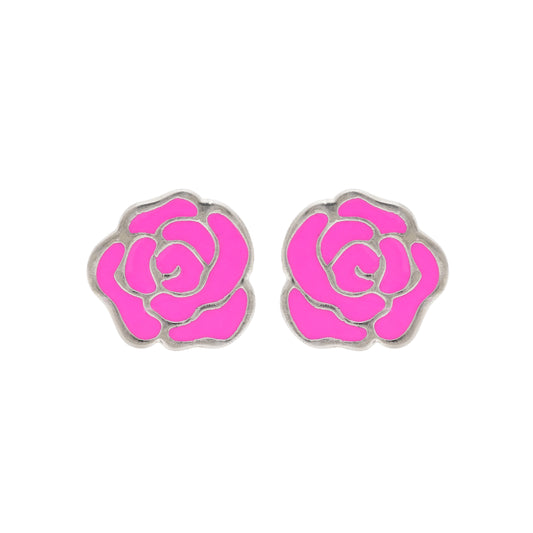 Pink Rose Stud Earrings