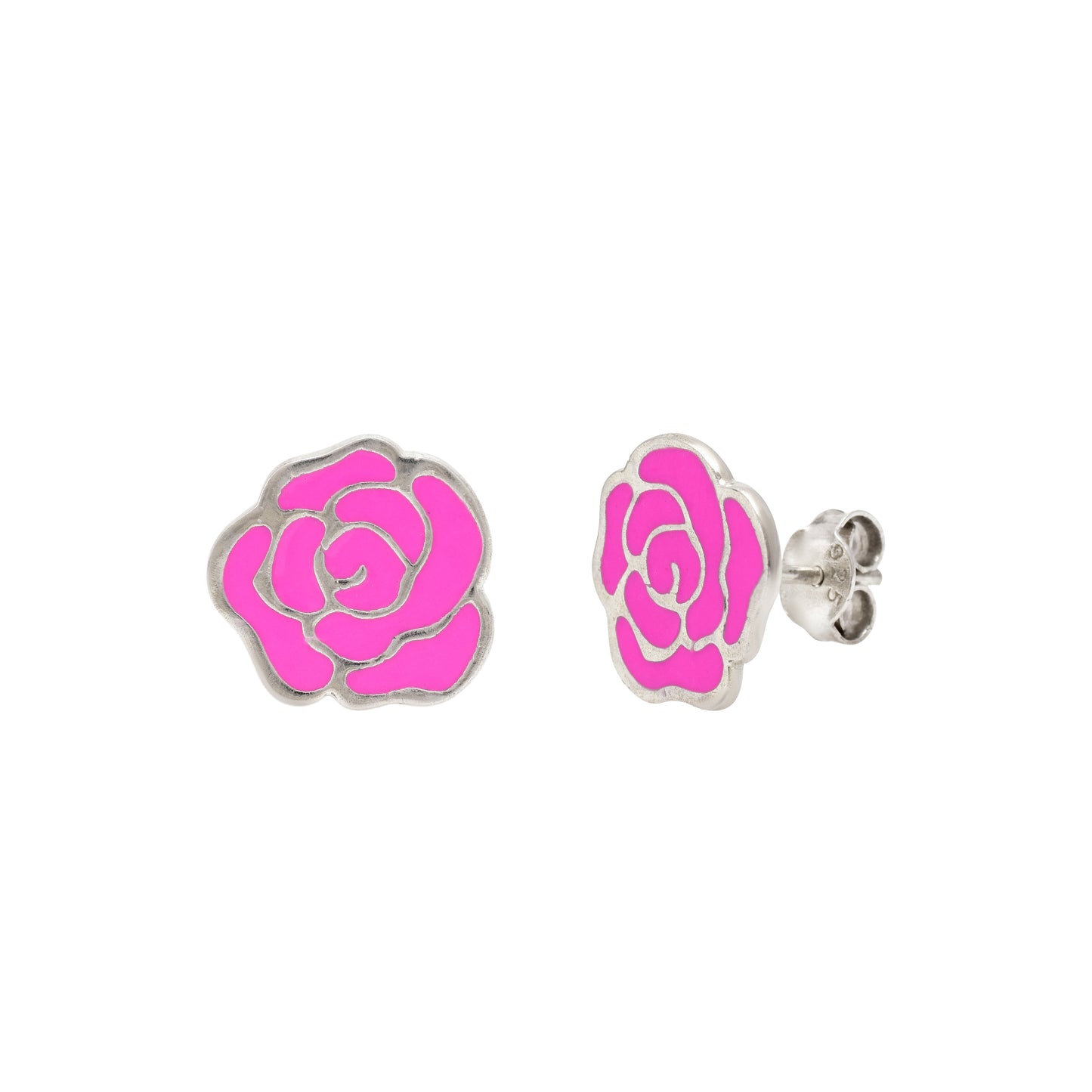 Pink Rose Stud Earrings