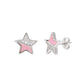 Star Stud Earrings with Pink Enamel