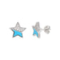 Silver and Blue Star Stud Earrings