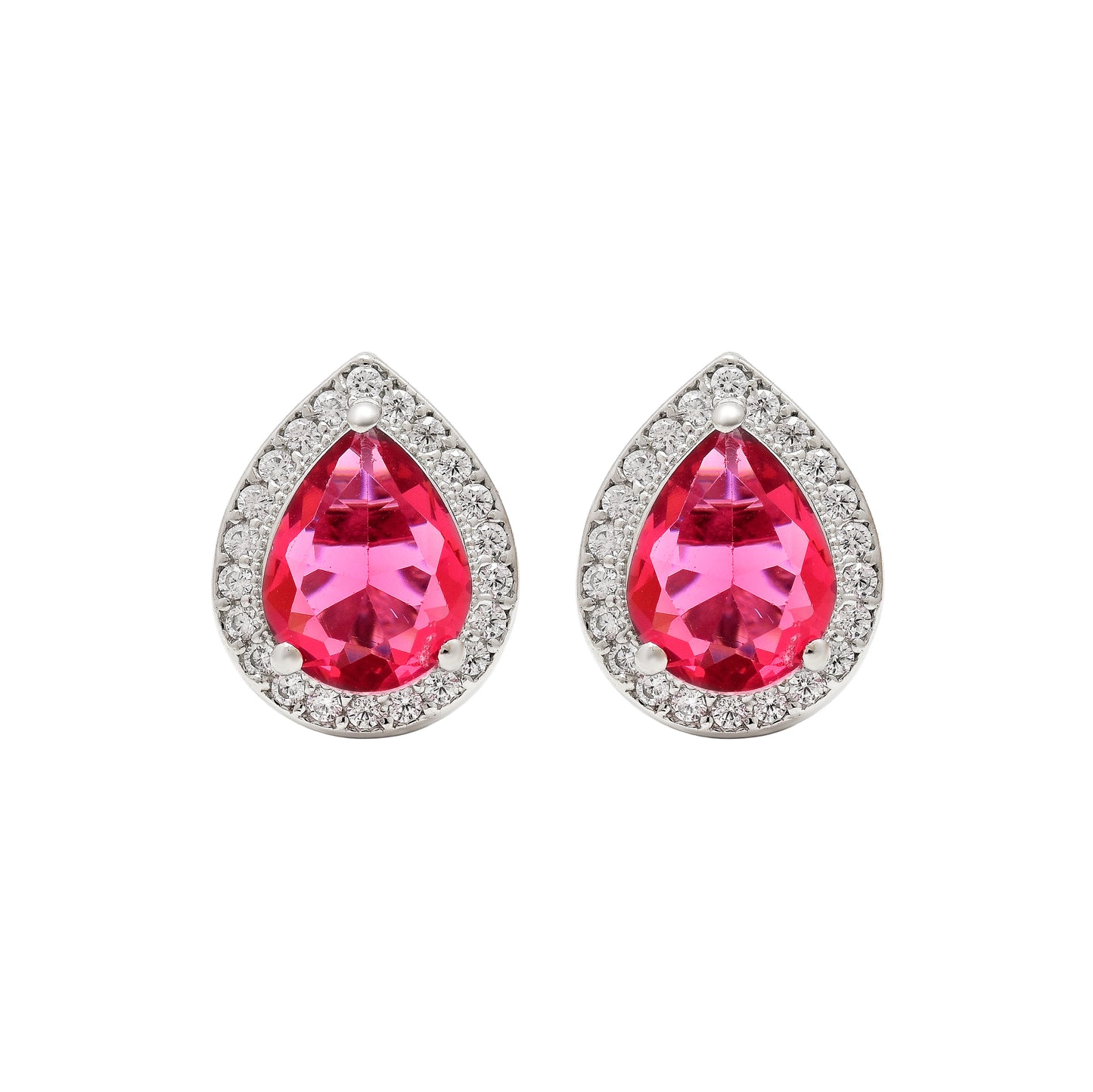 Ruby Red Teardrop Pendant & Earring Set