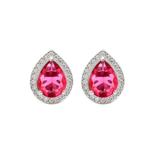 Ruby Red Teardrop Pendant & Earring Set