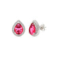 Ruby Red Teardrop Pendant & Earring Set