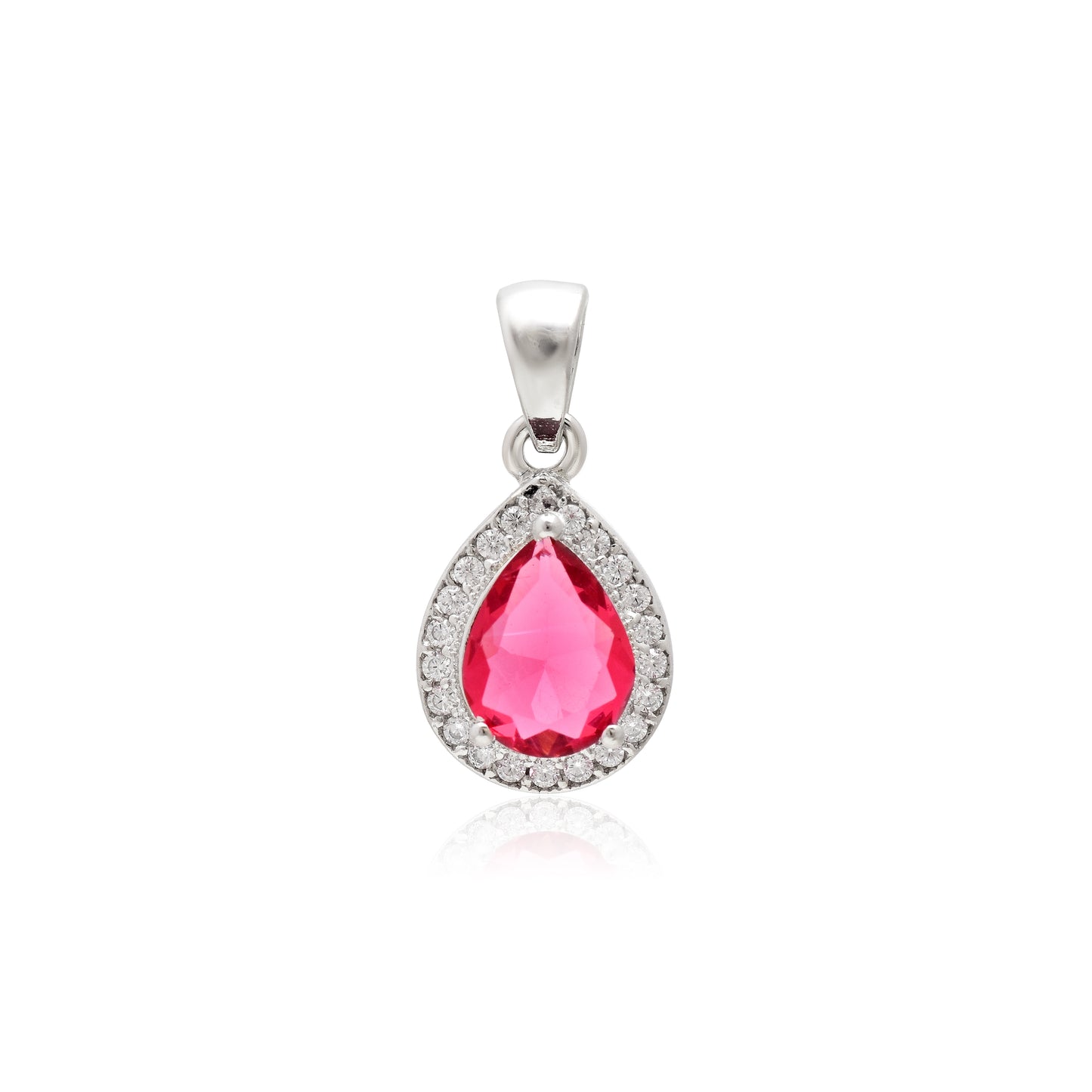 Ruby Red Teardrop Pendant & Earring Set