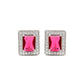 Red Gemstone Rectangular Necklace & Earring Set