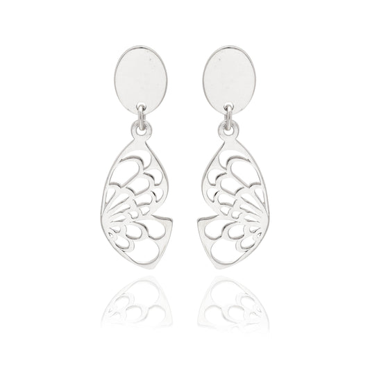 Silver Butterfly Wing Pendant & Earring Set