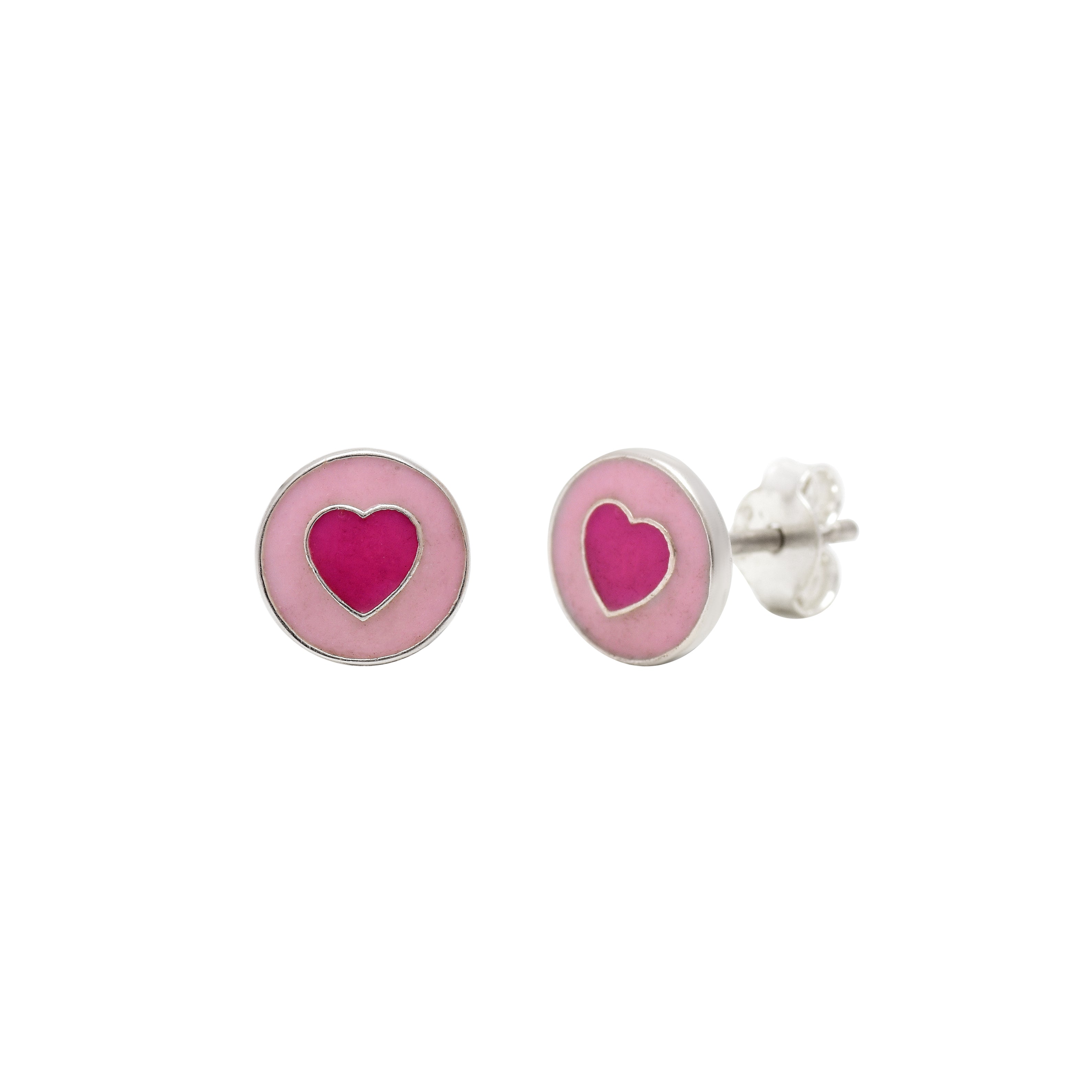 2 Carat Heart Cut Fancy Pink Stud Earrings, Pink Heart Earrings, Heart Studs, Pink Heart good Silver Earrings