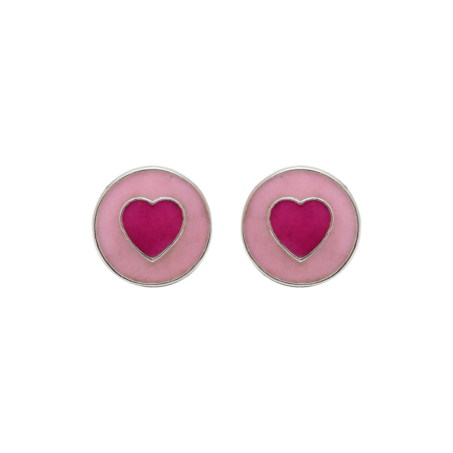 Pink Heart Stud Earrings