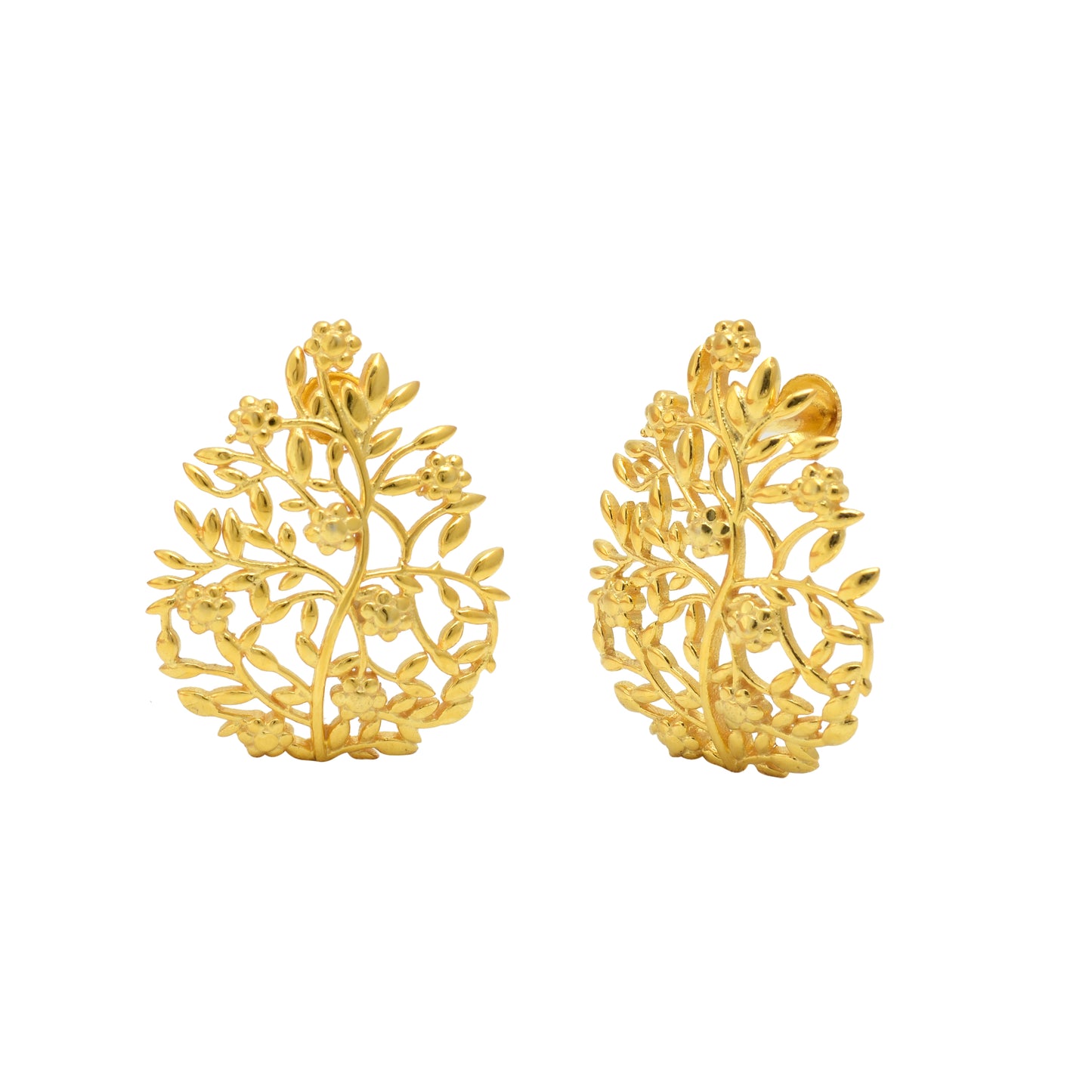 Gold-Tone Floral Vine Necklace and Earring Set