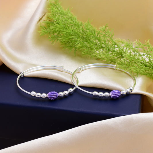 Purple Pearl Silver Kids Bracelet