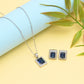 Blue Gemstone Rectangular Necklace & Earring Set