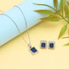 Blue Gemstone Rectangular Necklace & Earring Set