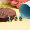 Emerald Green Teardrop Pendant & Earring Set