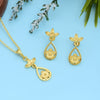 Floral Gold-Plated Pendant Set with Earrings