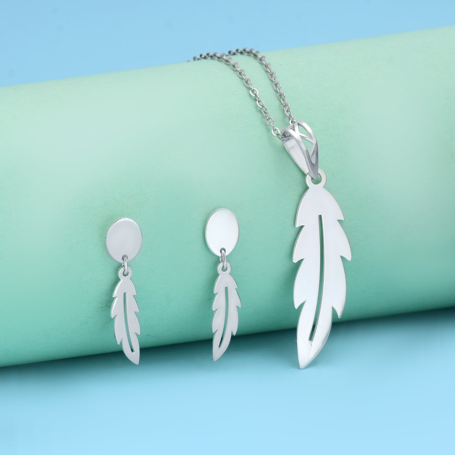 Feather Pendant & Earring Set