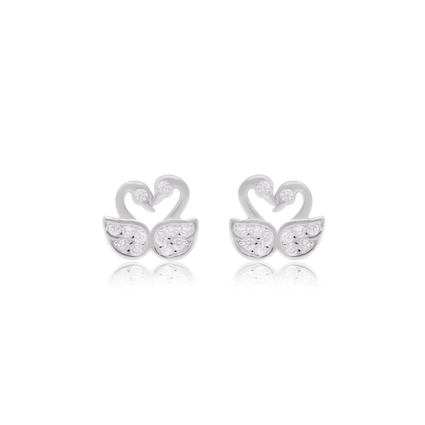 Elegant Silver Swan Stud Earring