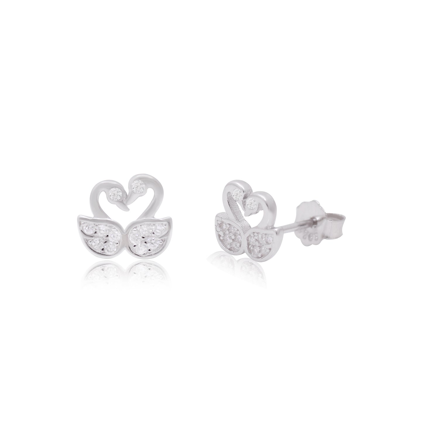 Elegant Silver Swan Stud Earring